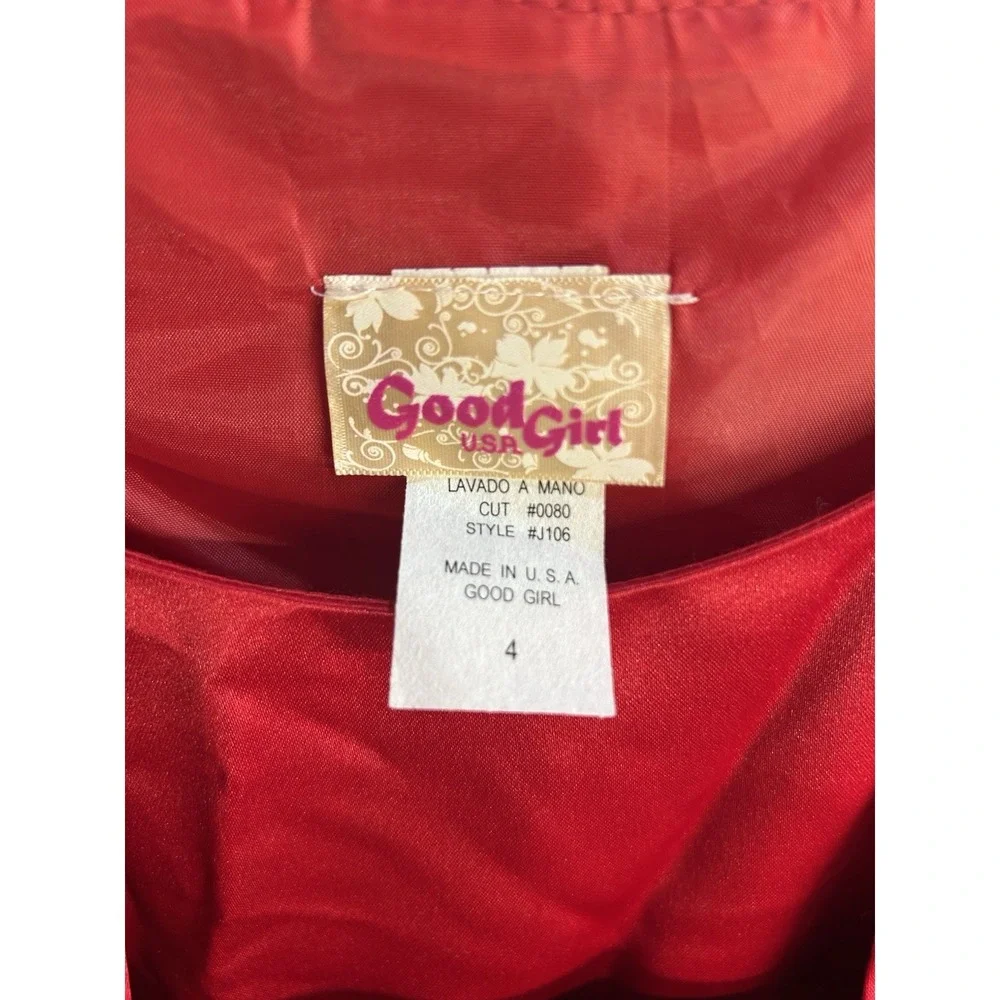 Good Girl Red Satin Fit & Flare Dress w/ Bolero Jacket Girls 4 Formal Party
